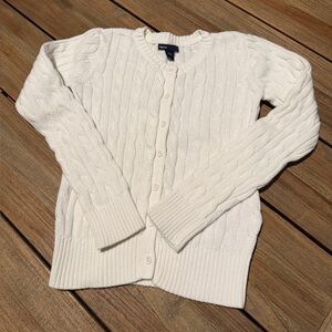 Gap Kids white cable-knit button-front cardigan made from 100% cotton, 11 yrs